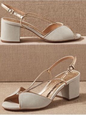 Anthropologie Vicenza Rooney Heels in Blue and Gold